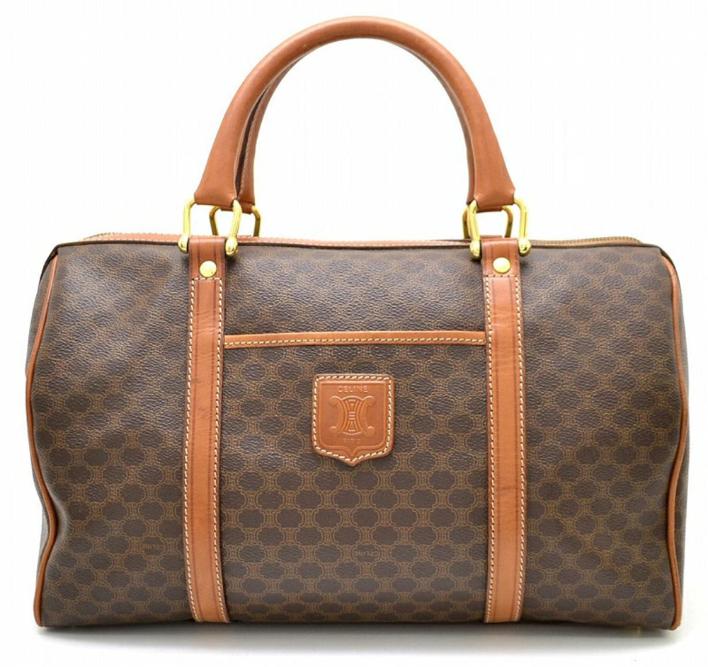 Celine Macadam handbag leather brown dark